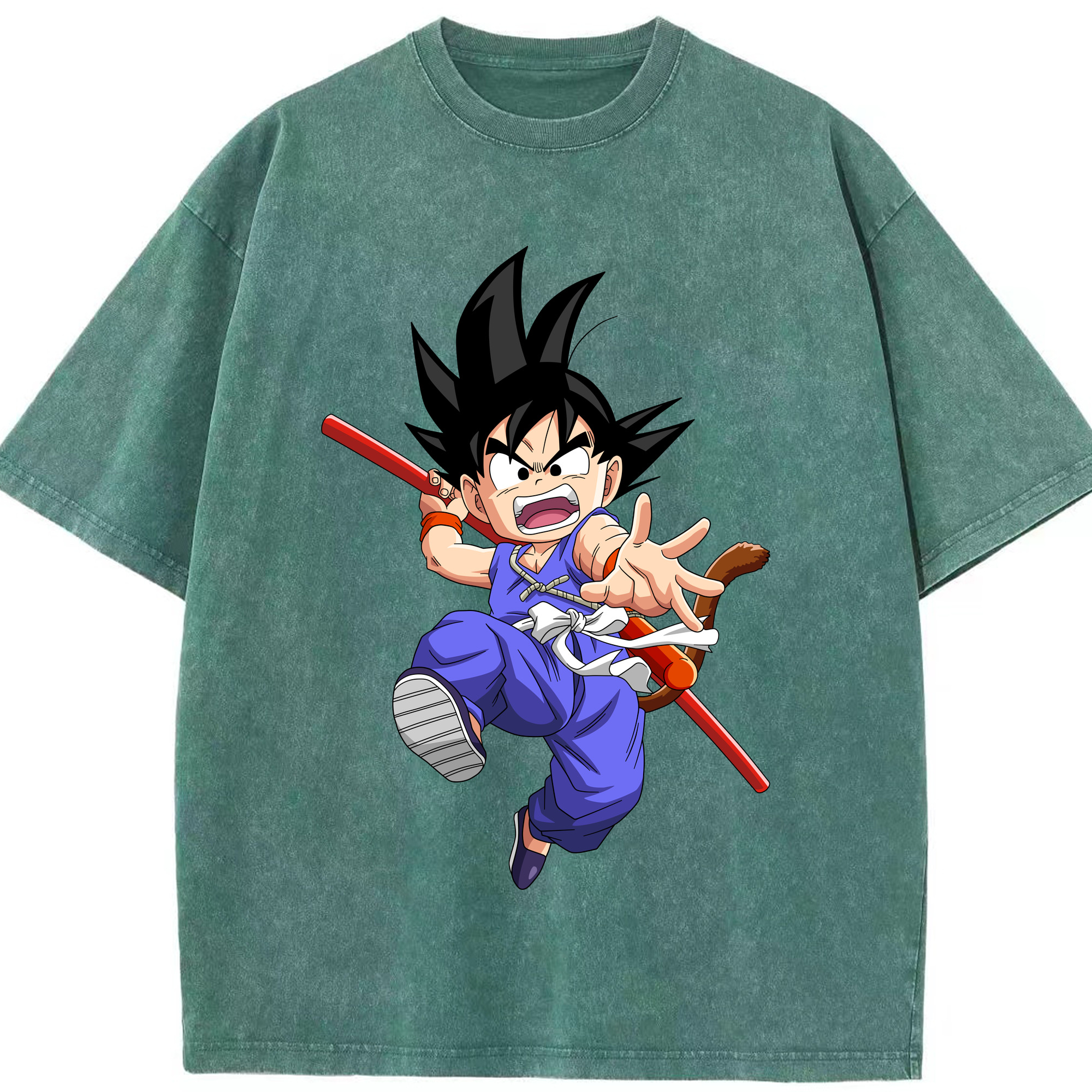 （画像用） ドラゴンボール 孫悟空（そん ごくう）Son Goku カカロット DRAGON BALL Kakarotto 綿100% ヴィンテージ風 半袖Tシャツ（フロントプリント）